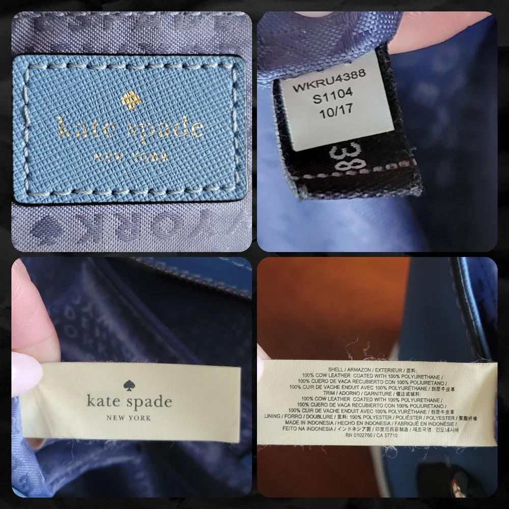 Kate Spade Laurel Way Dally Colorblock Tote Blue White Leather Bag